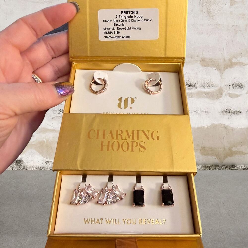 Bomb Party $140 "A Fairytale Hoop" Earrings with Removable Charms NWT